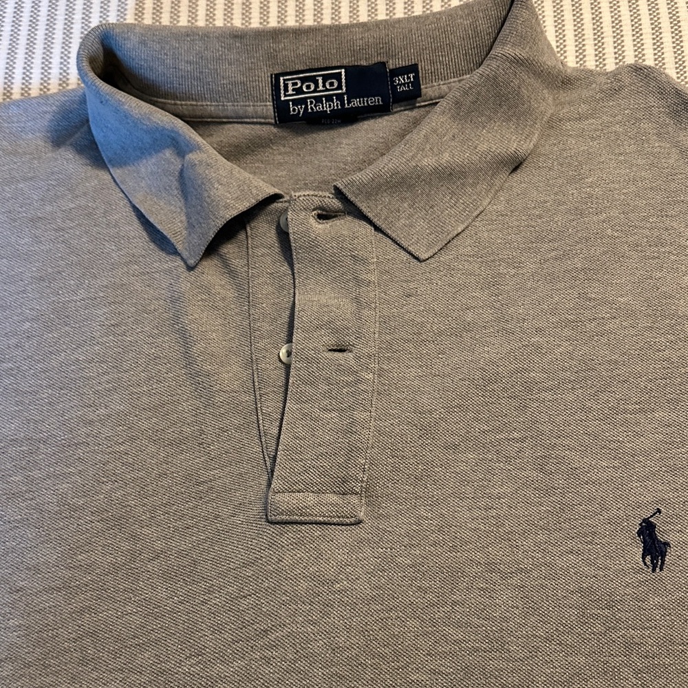 Mens Polo Ralph Lauren Heather Gray Short Sleeve 3XLT 100% Mesh Cotton Shirt